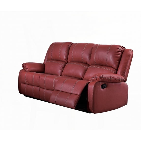 Modern Red Synthetic Leather Motion Sofa 220×80×75cm with External Latch Handle
