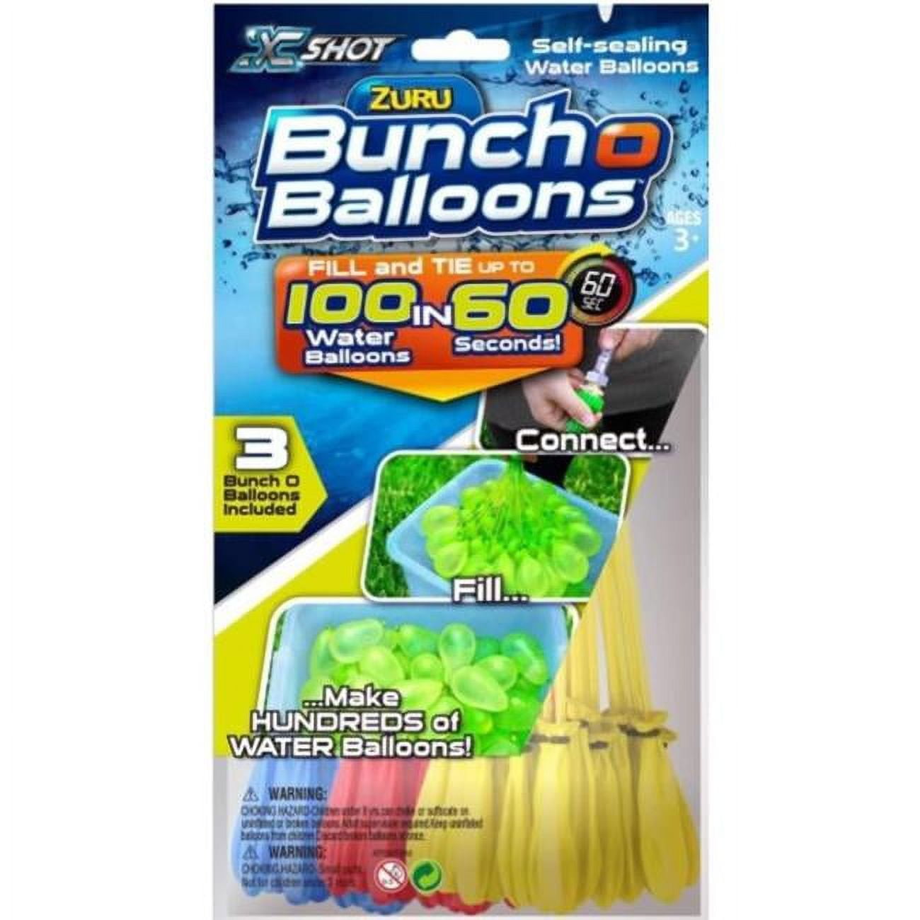 Zuru Bunch O Balloons Rapid Filling Water Balloons Plastic Rubber, Assorted Color 100 Piece