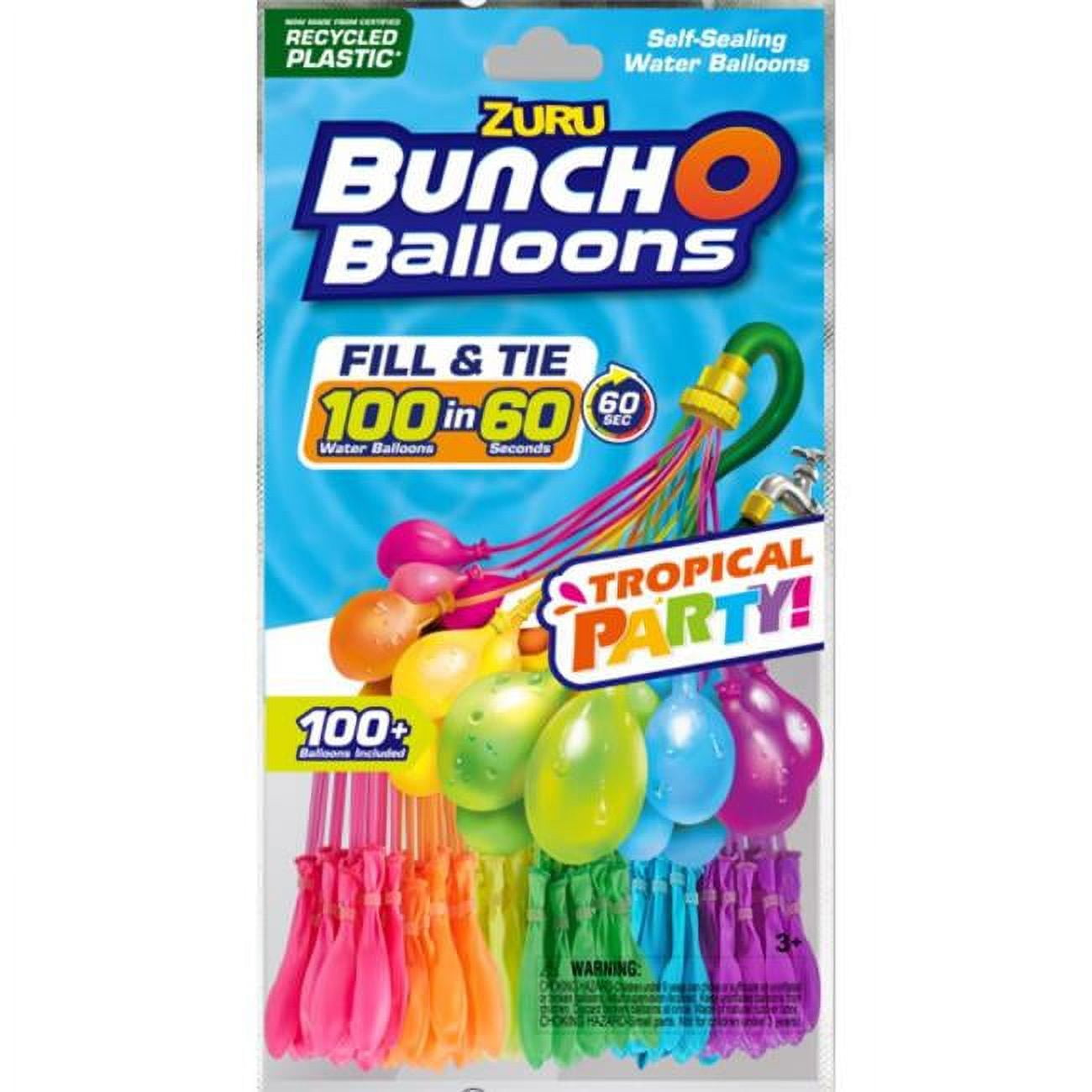 Zuru Bunch O Balloons Rapid Filling Water Balloons Plastic Rubber, Assorted Color 100 Piece