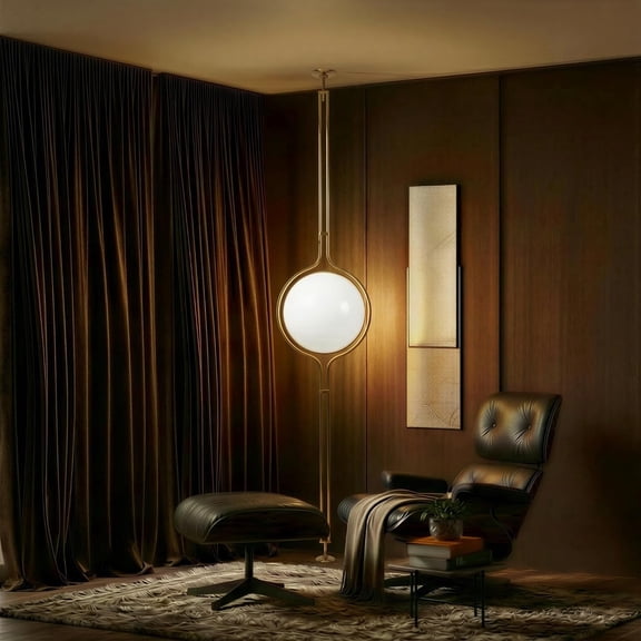 Zuru Floor to Ceiling Lamp - Adjustable 98"-110" Modern Pole Light with LED Bulb - Acrylic Globe Design - UL Certified - Sleek Metal Frame - Living Room & Bedroom Standing Lamp
