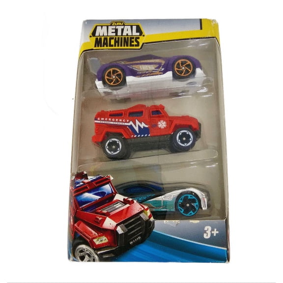 Zuru Metal Machines 1:64 Die Cast Cars 3-Pack - "Toxic" High Perf, "Epic" Rescue, "Typhoon" Import Race Car
