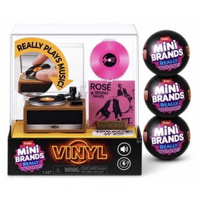 Zuru Mini Brands vinyl record player with 3 capsule vinyl records set
