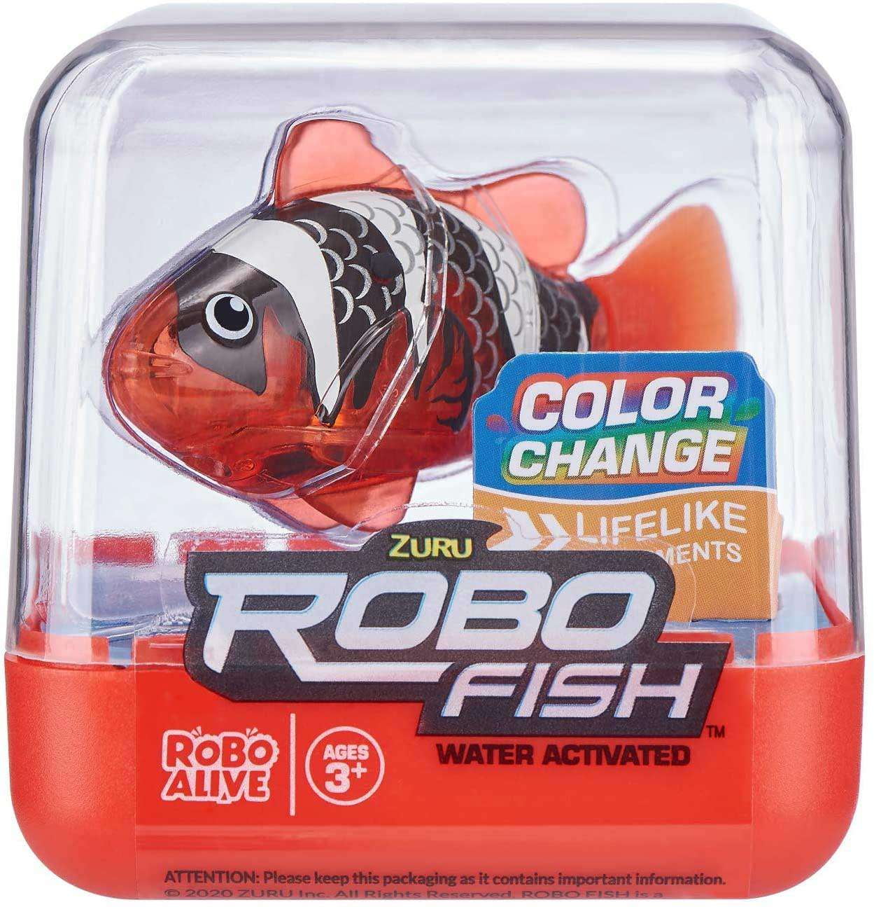 Zuru Robo Alive Robo Fish Changes Color Robotic Swimming Fish Water  Activated Series 3, Red
