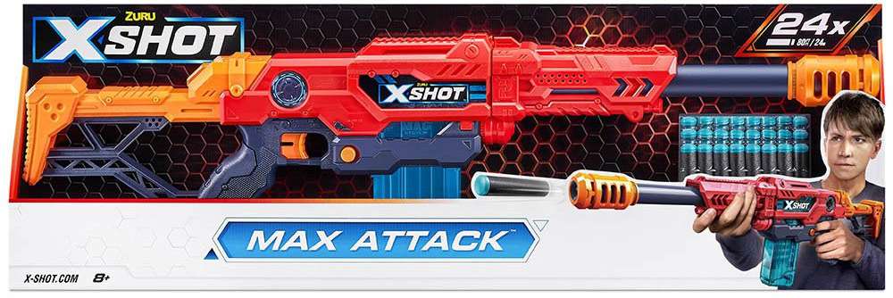 Zuru X Shot Max Attack Blasters and Foam Play with 24 Darts