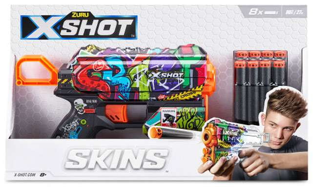 Zuru X-Shot Skins Flux Dart Blaster - Graffiti (8 Darts)