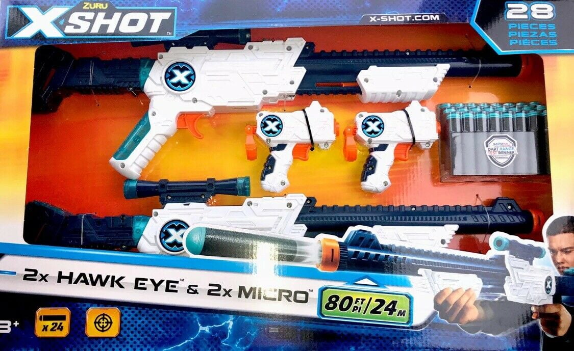 Zuru XShot Hawk Eye Sniper Scope & 2 Micro Blasters with 24 Dart Set