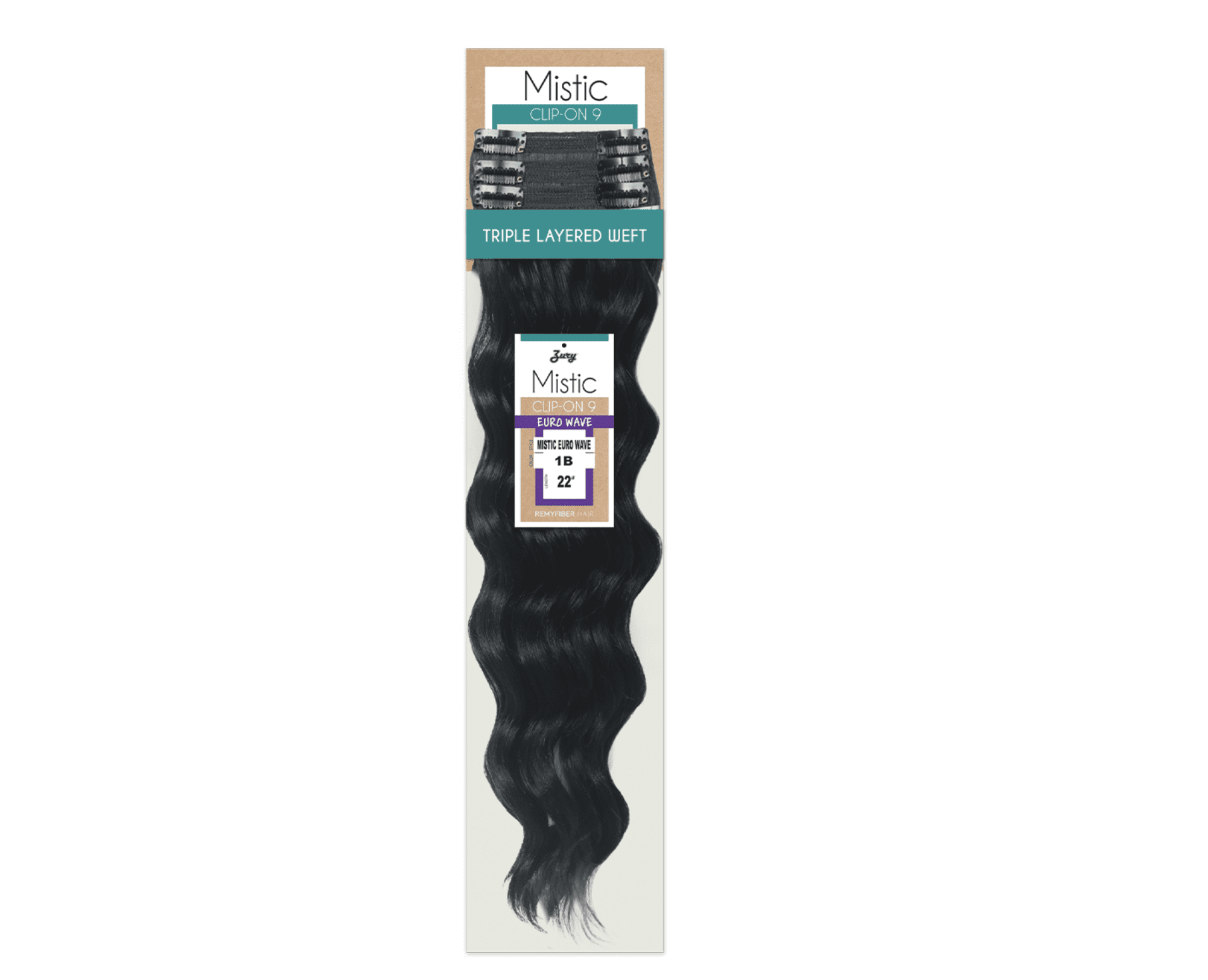 Zury Mistic Clip-On Hair Extensions 9Pcs Euro Wave 22", Color 1B