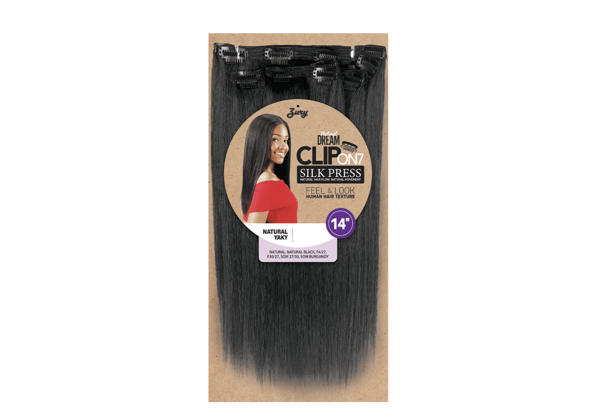 Zury Natural Dream Clip On Hair Extensions, Natural Yaky 14", Color Natural Black