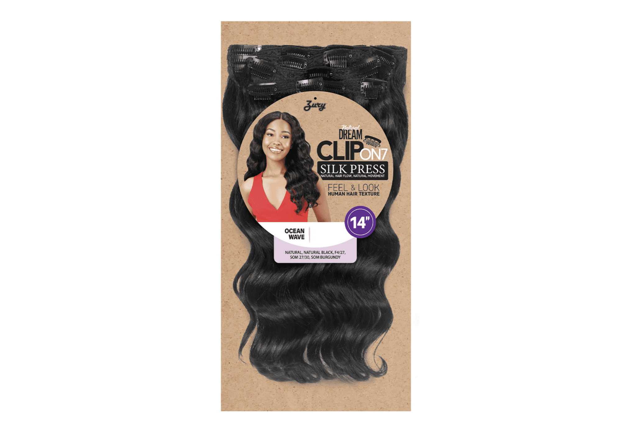 Zury Natural Dream Clip On Hair Extensions, Ocean Wave 14", Color Natural Black