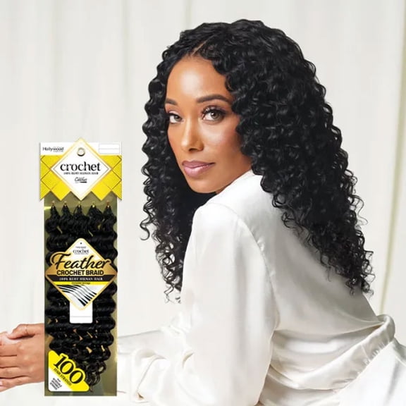 Zury Sis Hollywood Feather Crochet Braid Human Hair - Deep 14" (Color : 27)