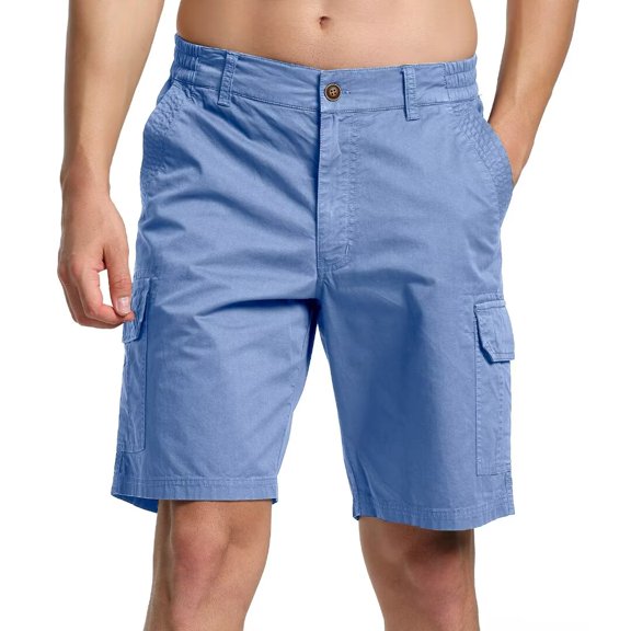 Zusmen Men's Classic-Fit Cargo Short Outdoor Men Relaxed Fit Wyoming Cargo Shorts with Expandable Waistband Sky Blue44