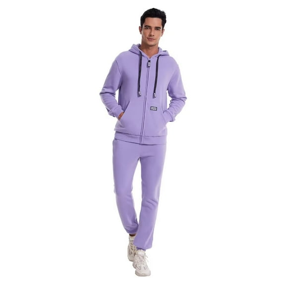 Zusmen Men's Sweatsuit 2 Piece Hoodie Tracksuit Set Jogging Suits Outfit Everyday Casual Wear Fashion Activewear Zip Warm Tracksuit Sports Set(Purple 4XL)