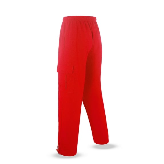 Zusmen Mens Fleece Cargo Sweatpants Multi-pocket Loose Casual M-5XL Tall And Big Size(Red XXL)