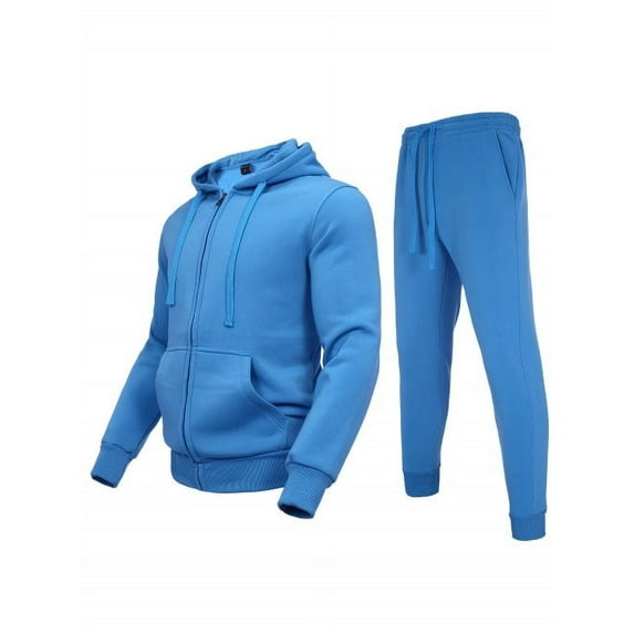 Zusmen Tracksuit Mens, Casual Long Sleeve Full-Zip Running Sweatsuit Sets , Track Jackets and Pants 2 Piece Outfit, Warm Jogging Sweat Suits for Men Light blue XXL