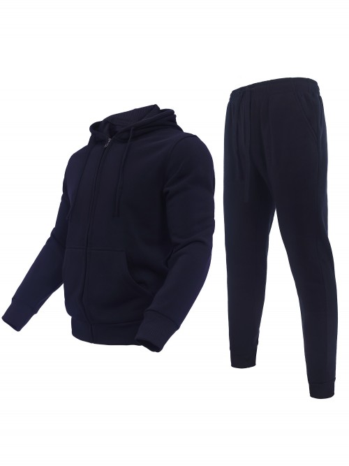 Zusmen Tracksuit Mens, Casual Long Sleeve FullZip Running Sweatsuit