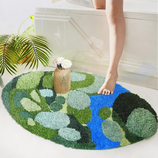 Zuvmitg Green Moss Bathroom Rugs Sharg Cute Leaf Bath Mat For Bathroom