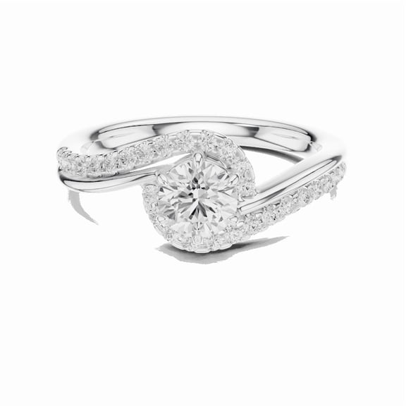 Zuwelria 0.78 Carat Beautiful Round Cut | D/VVS1 Moissanite Diamond Engagement Ring - Twisted Bridal Ring - Promise Ring | 18K White Gold Over Sterling Silver | D/VVS1 Size 5