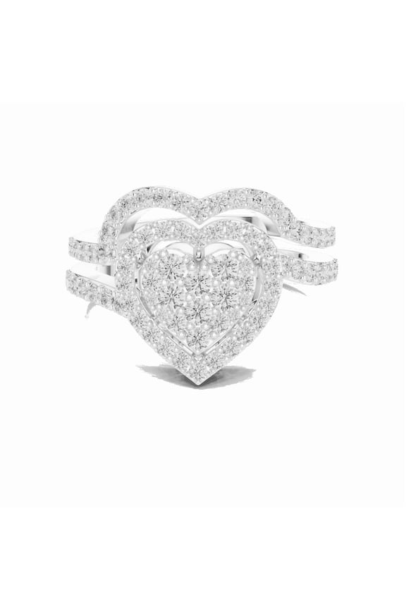 0.94 Carat Beautiful Round Cut | D/VVS1 Moissanite Diamond Engagement Ring Set - Halo Bridal Ring - Promise Ring | 18K White Gold Over Sterling Silver | D/VVS1 Size 5