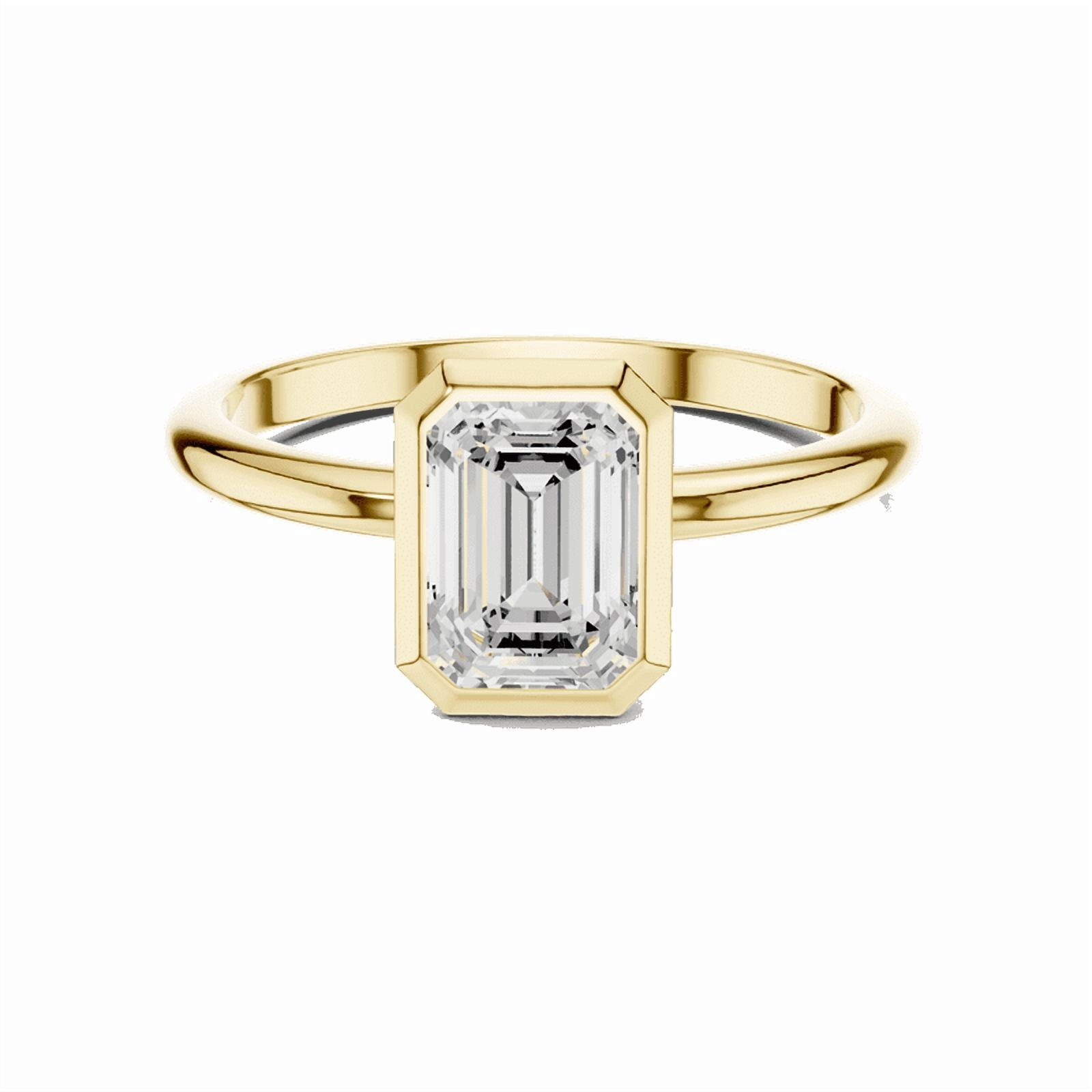 Zuwelria 1.00 Carat Beautiful Emerald Cut | D/VVS1 Moissanite Diamond Engagement Ring - Solitaire Bridal Ring - Promise Ring | 18K Yellow Gold Over Sterling Silver | D/VVS1 Size 5