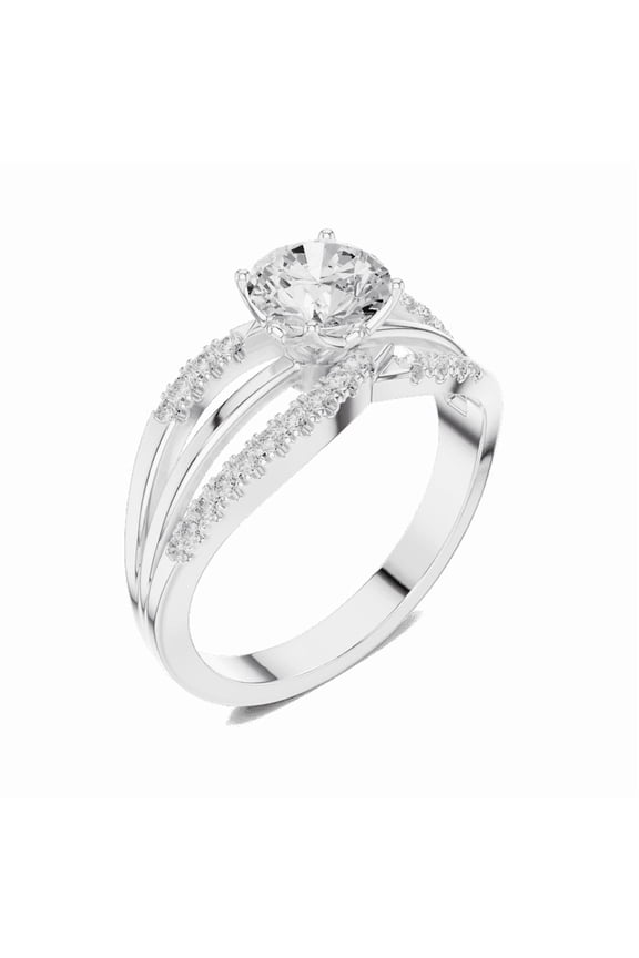 1.06 Carat Wonderful Round Shape Moissanite Diamond Engagement Ring - Bridal Ring - Promise Ring | 18K White Gold Over Sterling Silver | D/VVS1 Size 5