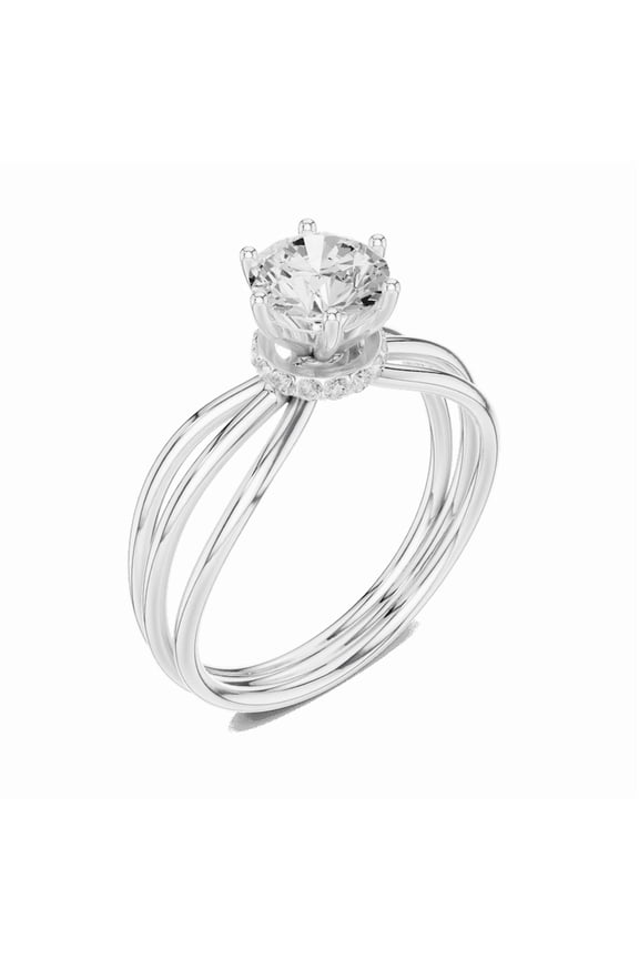1.07 Carat Beautiful Round Cut | D/VVS1 Moissanite Diamond Engagement Ring - Solitaire Bridal Ring - Promise Ring | 18K White Gold Over Sterling Silver | D/VVS1 Size 5
