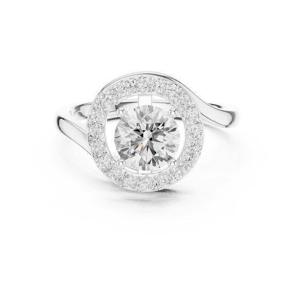 Zuwelria 1.25 Carat Beautiful Round Cut | D/VVS1 Moissanite Diamond Engagement Ring - Halo Bridal Ring - Promise Ring | 18K White Gold Over Sterling Silver | D/VVS1 Size 5