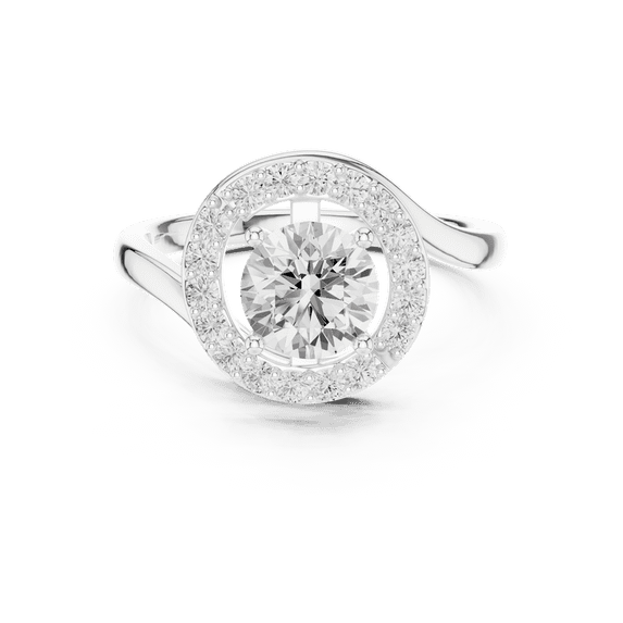 Zuwelria 1.25 Carat Beautiful Round Cut | D/VVS1 Moissanite Diamond Engagement Ring - Halo Bridal Ring - Promise Ring | 18K White Gold Over Sterling Silver | D/VVS1 Size 5