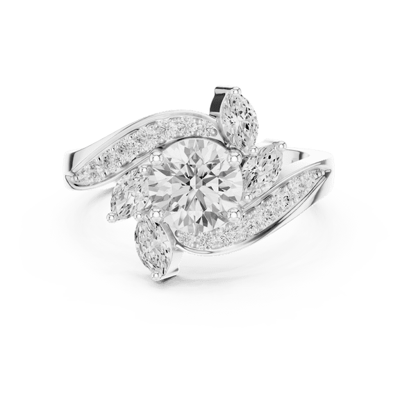Zuwelria 1.59 Carat Wonderful Round Shape Moissanite Diamond Engagement Ring - Bridal Ring - Promise Ring | 18K White Gold Over Sterling Silver | D/VVS1 Size 5