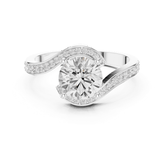 Zuwelria 1.73 Carat Wonderful Round Shape Moissanite Diamond Engagement Ring - Bridal Ring - Promise Ring | 18K White Gold Over Sterling Silver | D/VVS1 Size 5