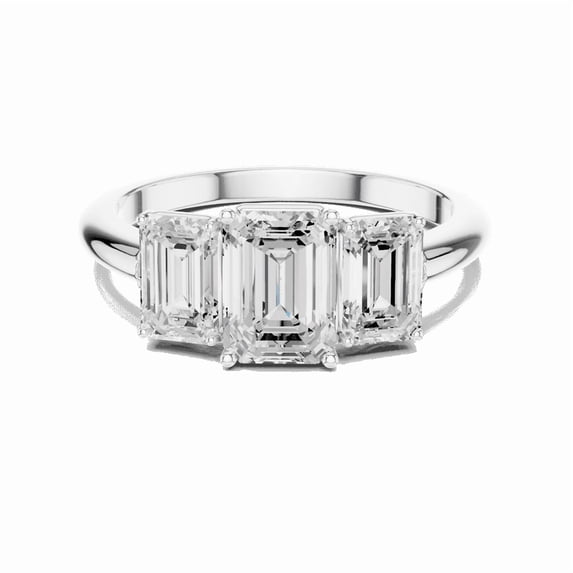 Zuwelria 1.86 Carat Beautiful Emerald Cut | D/VVS1 Moissanite Diamond Engagement Ring - 3 Stone Bridal Ring - Promise Ring | 18K White Gold Over Sterling Silver | D/VVS1 Size 5
