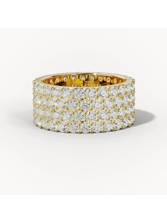 2.00 Carat Round Cut Wonderful Moissanite Diamond Eternity Promise Band for Women | Wedding Ring for Women | 18K Yellow Gold Plated Silver Size 7