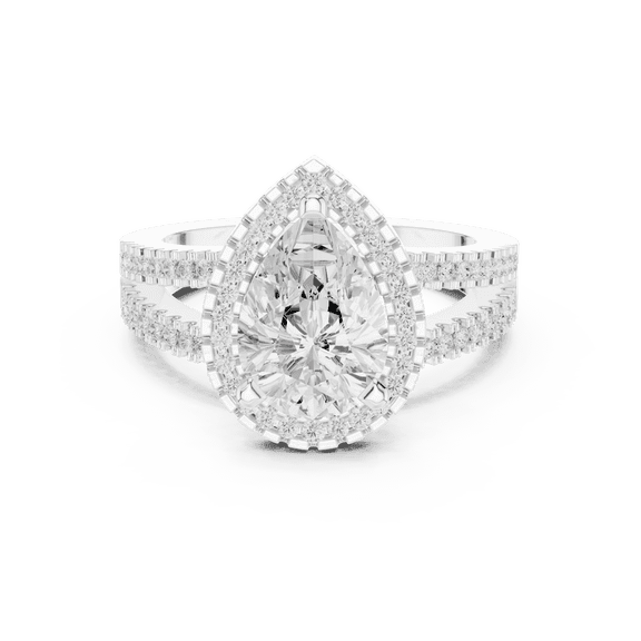 Zuwelria 2.17 Carat New Design Pear Shape Moissanite Diamond Engagement Ring - Bridal Ring - Promise Ring | 18K White Gold Over Sterling Silver | D/VVS1 Size 5