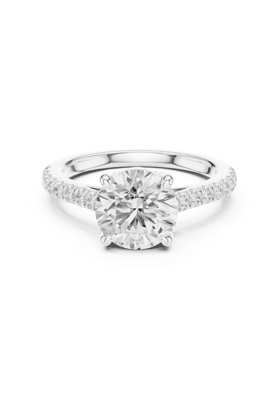 2.30 Carat Beautiful Round Cut | D/VVS1 Moissanite Diamond Engagement Ring - Bridal Ring - Promise Ring | 18K White Gold Over Sterling Silver | D/VVS1 Size 5