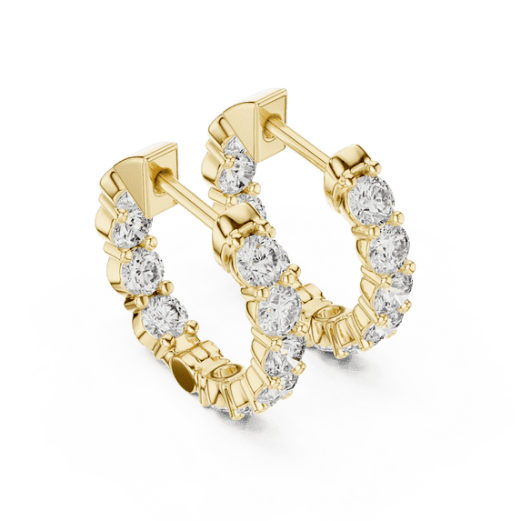 Zuwelria 2 Carat RoundCut Moissanite HoopEarring 18K Yellow Gold Plated Over S925 Real Silver Earrings for women