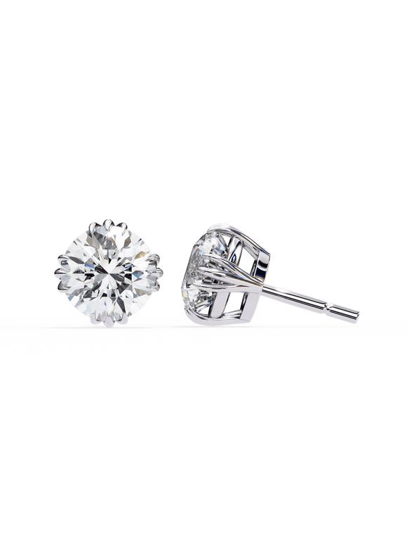 3 Carat Round Cut Moissanite Solitaire Stud Earring 18K White Gold Plated Over S925 Real Silver Earrings for women