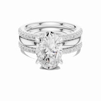 Zuwelria 4.13 Carat New Design Oval Shape Moissanite Diamond Engagement Ring - Bridal Ring - Promise Ring | 18K White Gold Over Sterling Silver | D/VVS1 Size 5