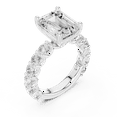 thumbnail image 1 of Zuwelria 3.00 Carat Beautiful Emerald Shape Moissanite Diamond Engagement Ring - Bridal Ring - Promise Ring | 18K White Gold Over Sterling Silver | D/VVS1 Size 5, 1 of 8