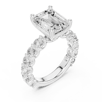 Zuwelria 3.00 Carat Beautiful Emerald Shape Moissanite Diamond Engagement Ring - Bridal Ring - Promise Ring | 18K White Gold Over Sterling Silver | D/VVS1 Size 5