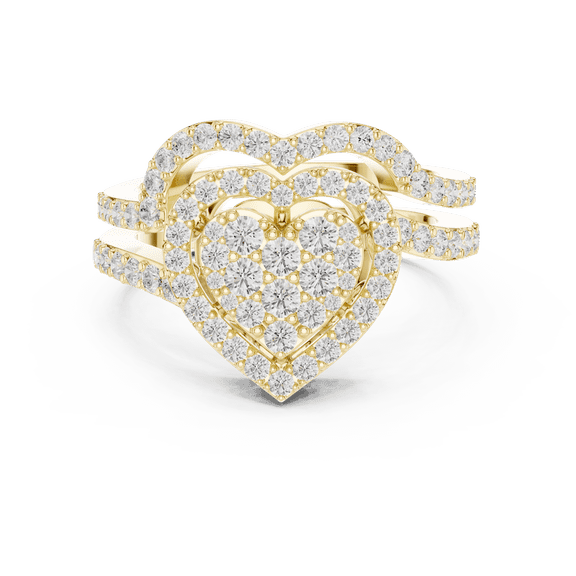 Zuwelria Certified 0.94 CTW Round Shape | D/VVS1 Beautiful Moissanite Diamond Bridal Ring Set - Promise Ring for Women | 18K Yellow Gold Plated over Silver Size 6
