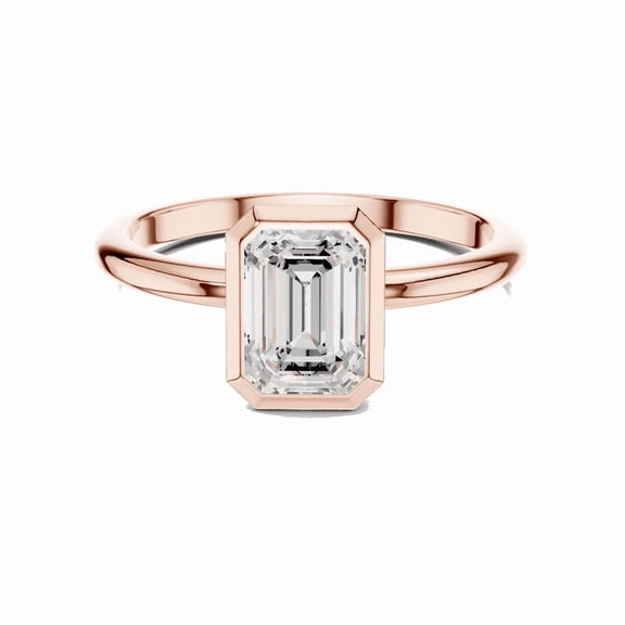 Zuwelria Certified 1.00 CTW Emerald Shape | D/VVS1 Beautiful Moissanite Diamond Bridal Ring - Promise Ring for Women | 18K Rose Gold Plated over Silver Size 6
