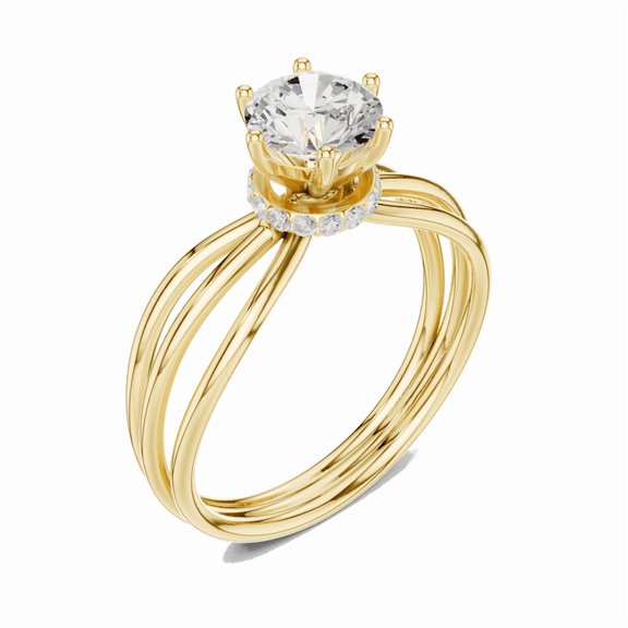 Zuwelria Certified 1.07 CTW Round Shape | D/VVS1 Beautiful Moissanite Diamond Bridal Ring - Promise Ring for Women | 18K Yellow Gold Plated over Silver Size 6