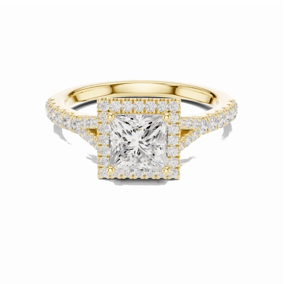 Zuwelria Certified 1.41 CTW Princess Shape | D/VVS1 Beautiful Moissanite Diamond Bridal Ring - Promise Ring for Women | 18K Yellow Gold Plated over Silver Size 6