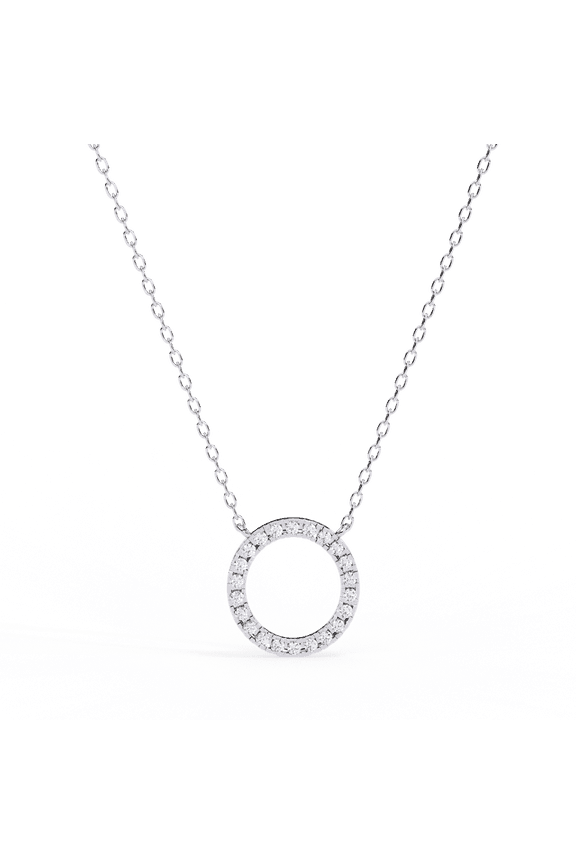 Certified Circle Pendant | 0.34 TCW Stunning Round Cut Diamond Pendant Necklace with Chain for Women | 18K White Gold over Silver
