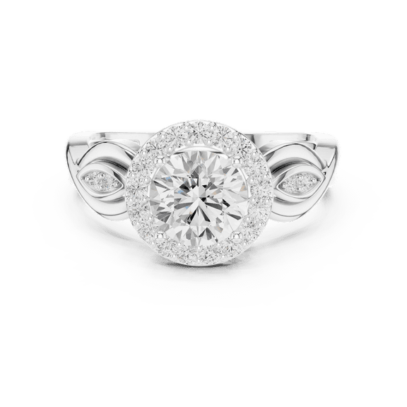 Zuwelria Certified D/VVS1 Diamond Halo Ring | 1.24 Carat Round Shape Moissanite Diamond Promise Ring for Women | 18K White Gold Plated over 925 Silver Size 8