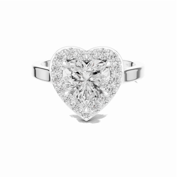 Zuwelria Certified D/VVS1 Diamond Halo Ring | 1.82 Carat Heart Shape Moissanite Diamond Promise Ring for Women | 18K White Gold Plated over 925 Silver Size 8