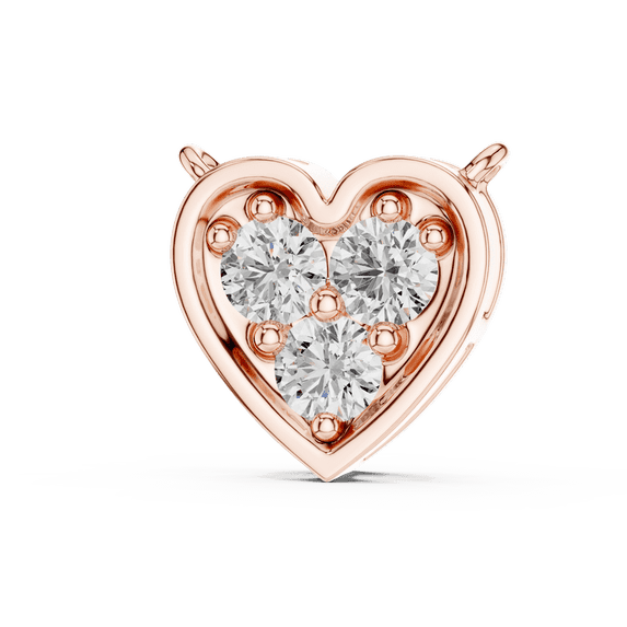 Zuwelria Certified Diamond Heart Pendant | 0.36 Ct Latest Design Round Cut Diamond Pendant Necklace with Chain for Women | 18K Rose Gold Plated Silver