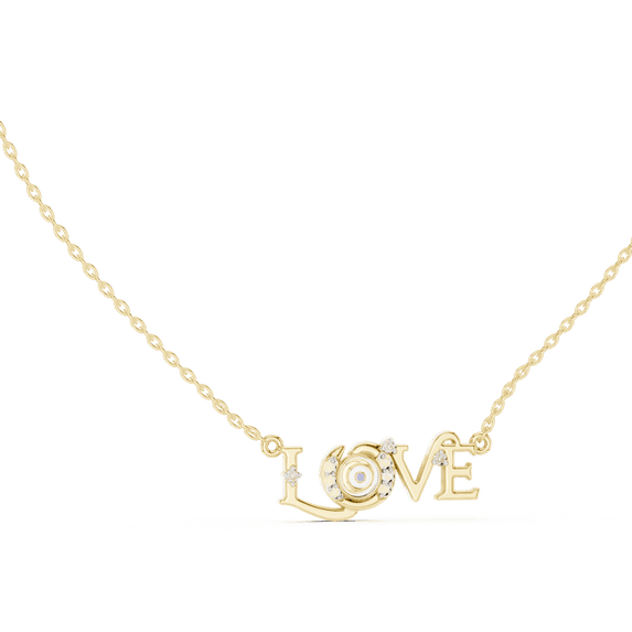 Zuwelria Certified Diamond Love Pendants | 0.09 Carat New Round Cut Moissanite Diamond Hanging Pendant Necklace for Women 18K Yellow Gold Plated Silver | Pendants