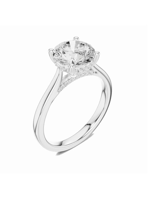 Certified Diamond Solitaire Wedding Ring | 2.13 Carat Round Shape Moissanite Diamond Promise Ring for Women | 18K White Gold Plated over 925 Silver Size 8