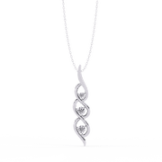 Zuwelria Certified Diamond Three Stone Pendant | 0.20 TCW Wonderful D/VVS1 Round Shape Diamond Pendant Necklace with Chain for Engagement | 18K White Gold over Silver
