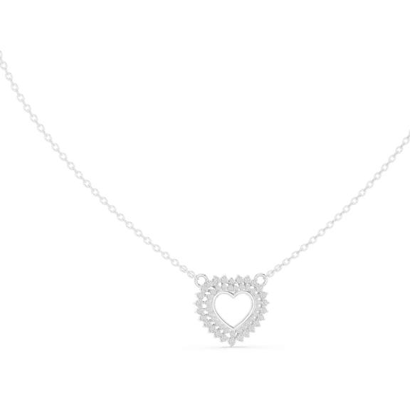 Zuwelria Certified Heart Pendant | 0.38 Ct Luxurious Round Cut Diamond Pendant Necklace with Chain for Women | 18K White Gold over Silver